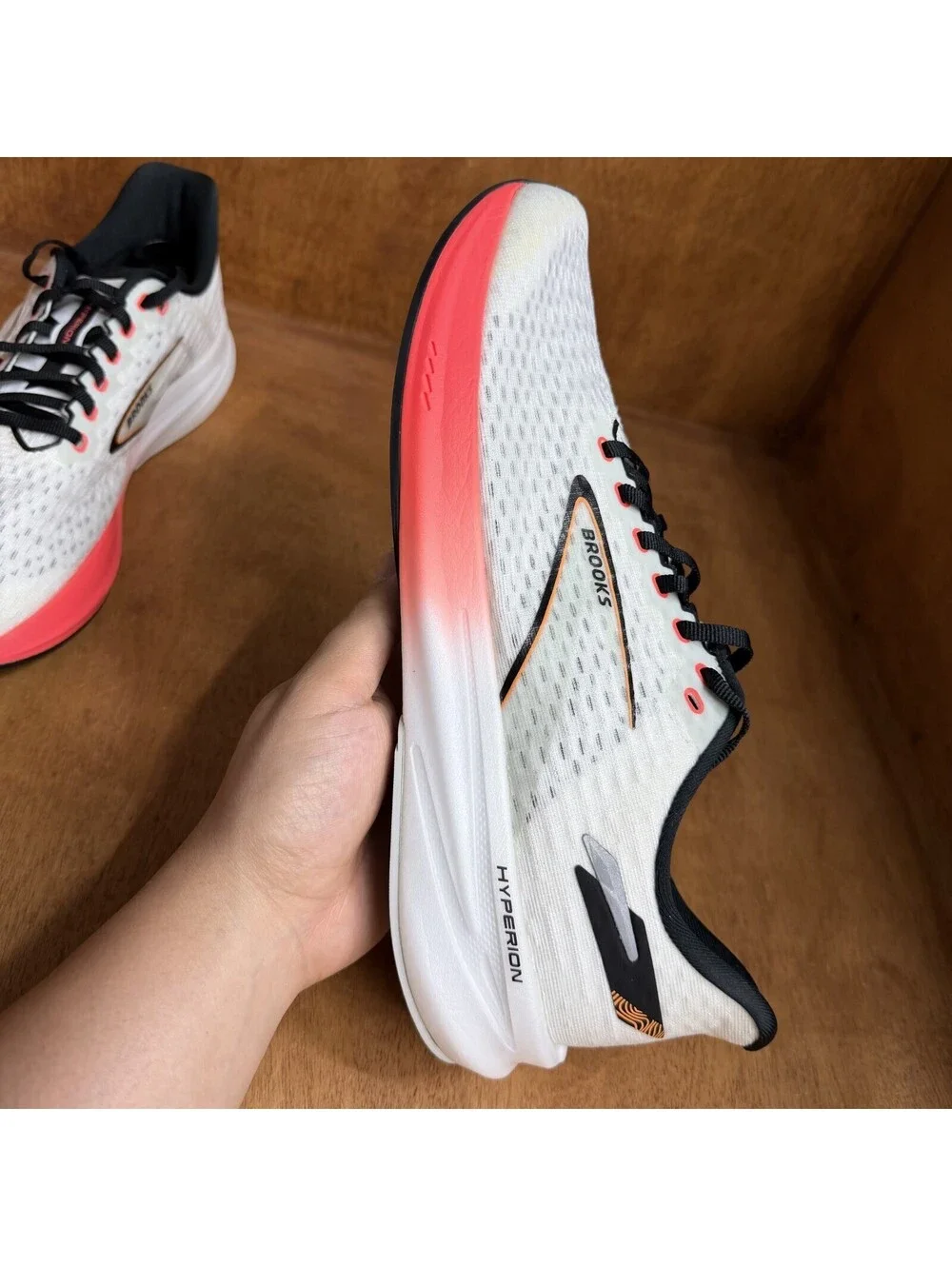 Brooks Hyperion Shoes Mens 11.5 D White Fiery Coral Running Sneakers 1104071D497